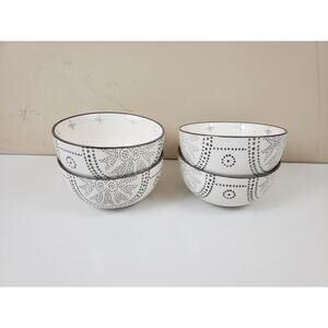 Baum Phara Gray Soup Cereal Bowls Dining Dinnerware Set of 4